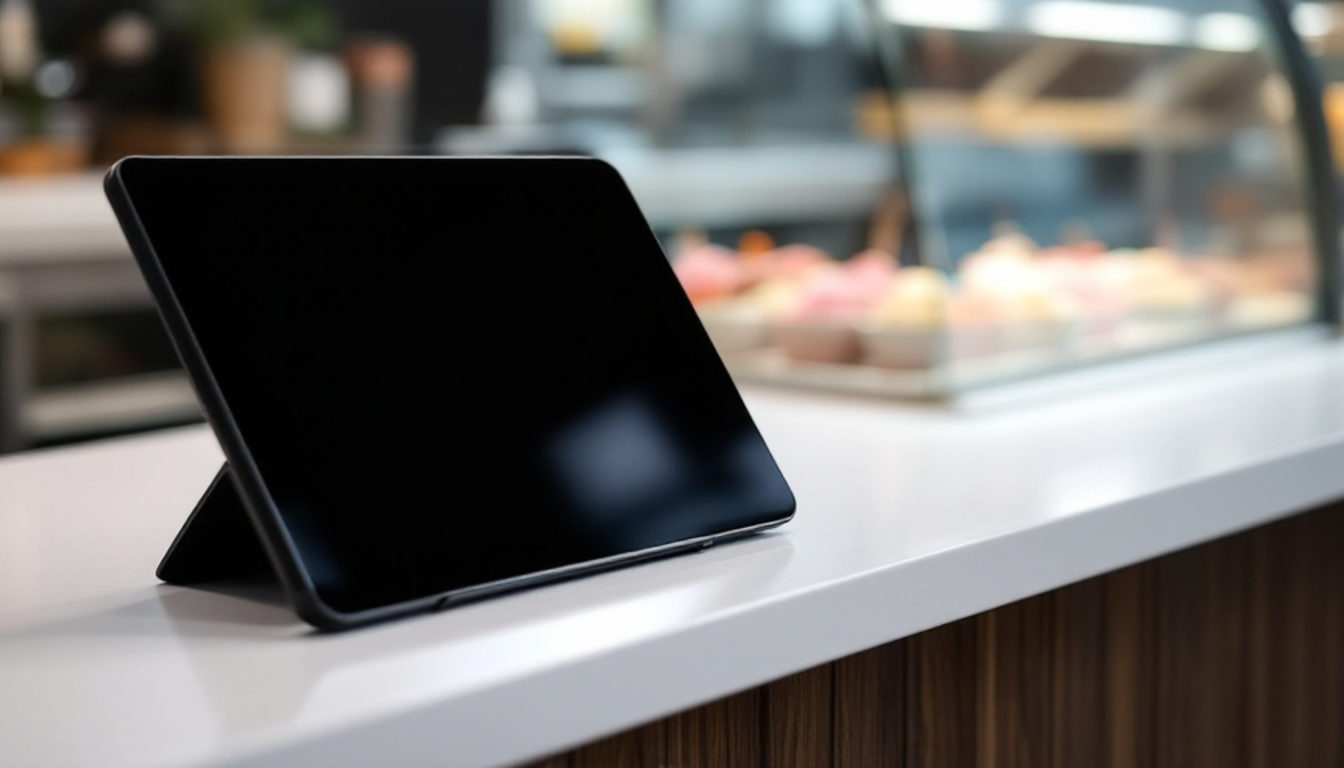冷凍ケースの横に置かれたタブレットPOS