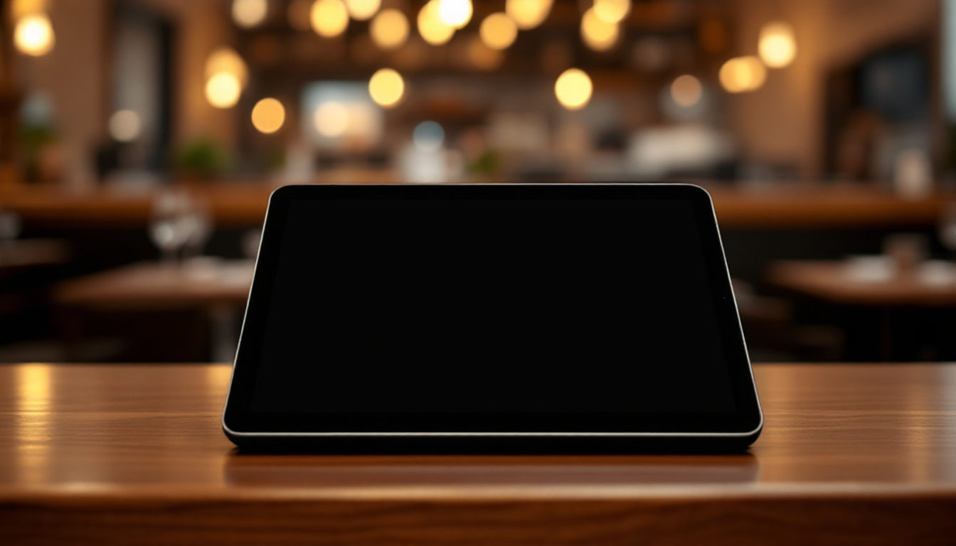 ステーキ店のカウンターに置かれたタブレットPOS