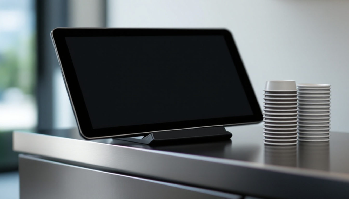 ドリンク店のカウンターに置かれたタブレットPOS