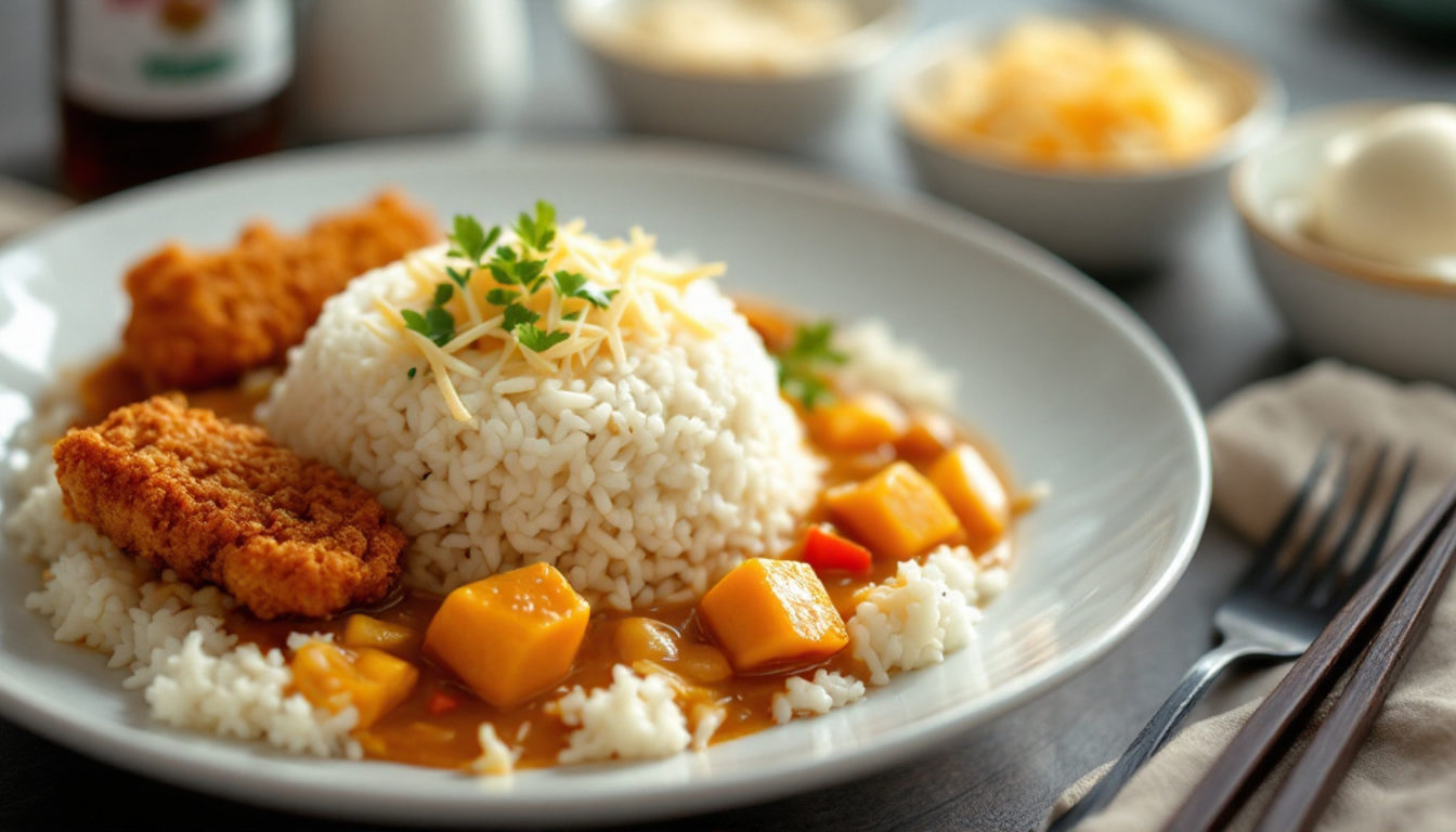 カレーと、追加のカツやトッピングの小皿