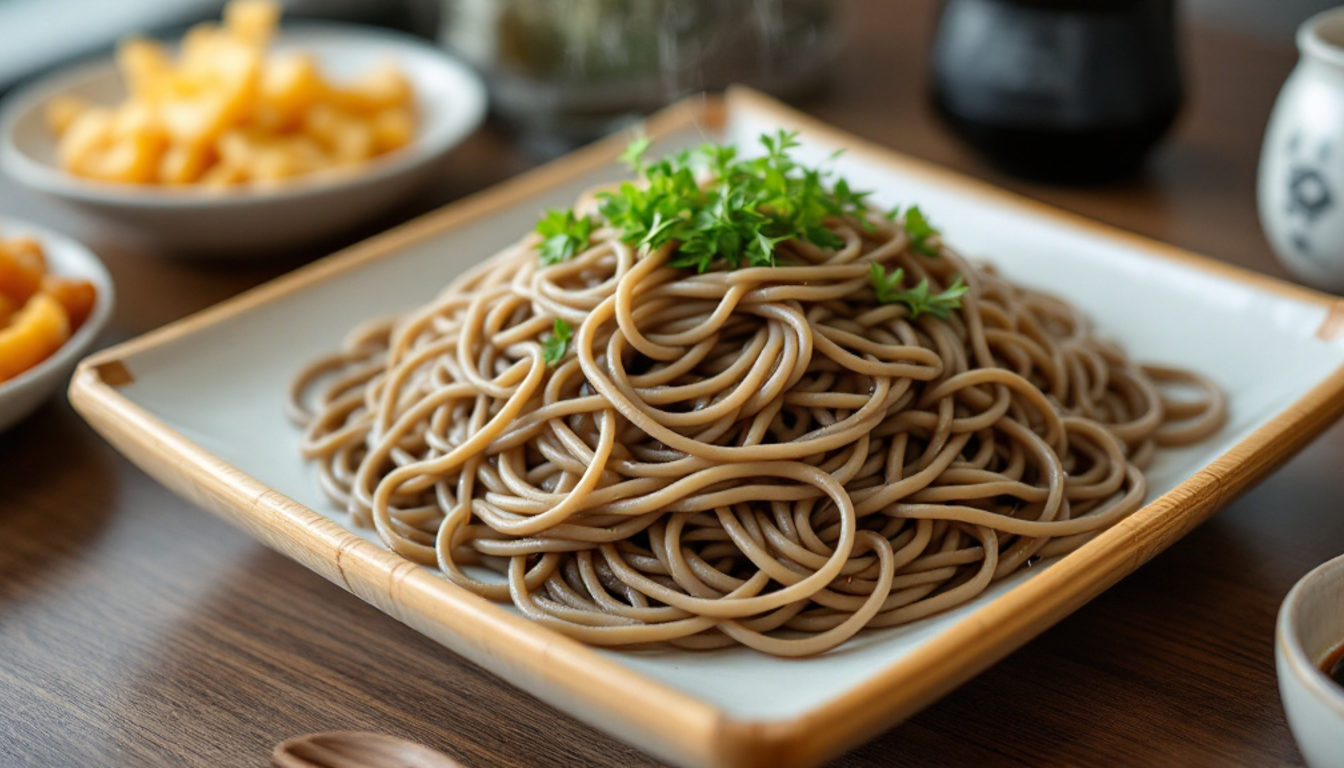 そばに添えられた天ぷらの皿とご飯