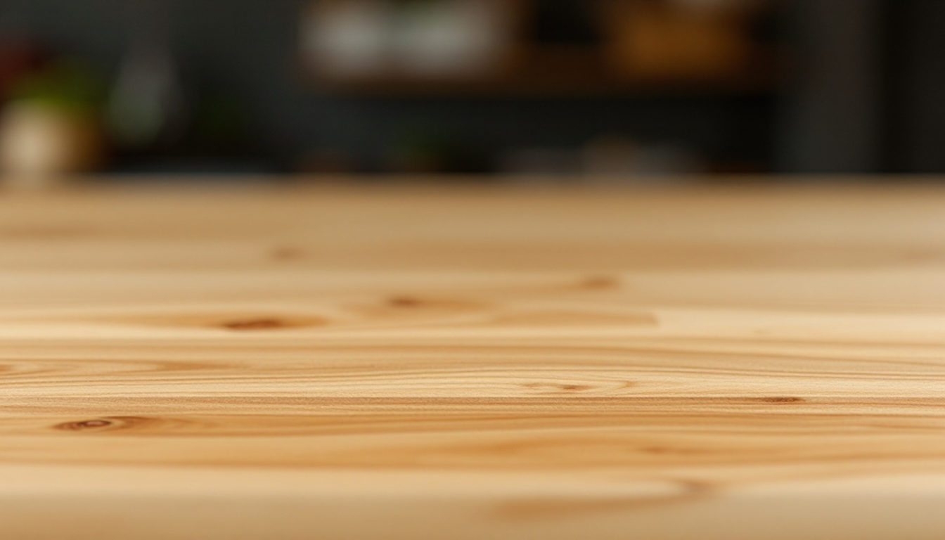 白木の寿司カウンターの木目と接ぎ目