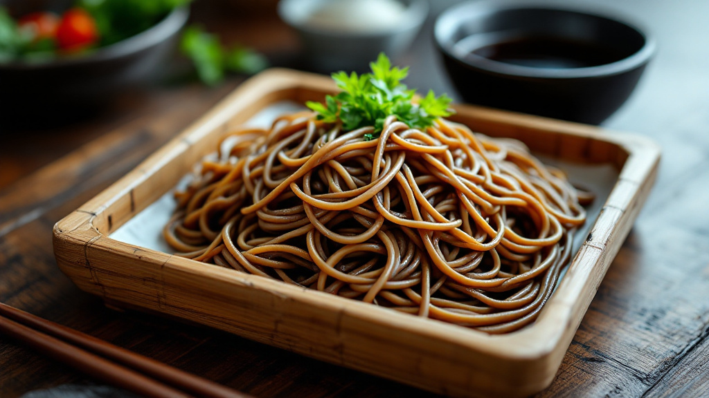 ざるに盛られた蕎麦と、つゆの入った器
