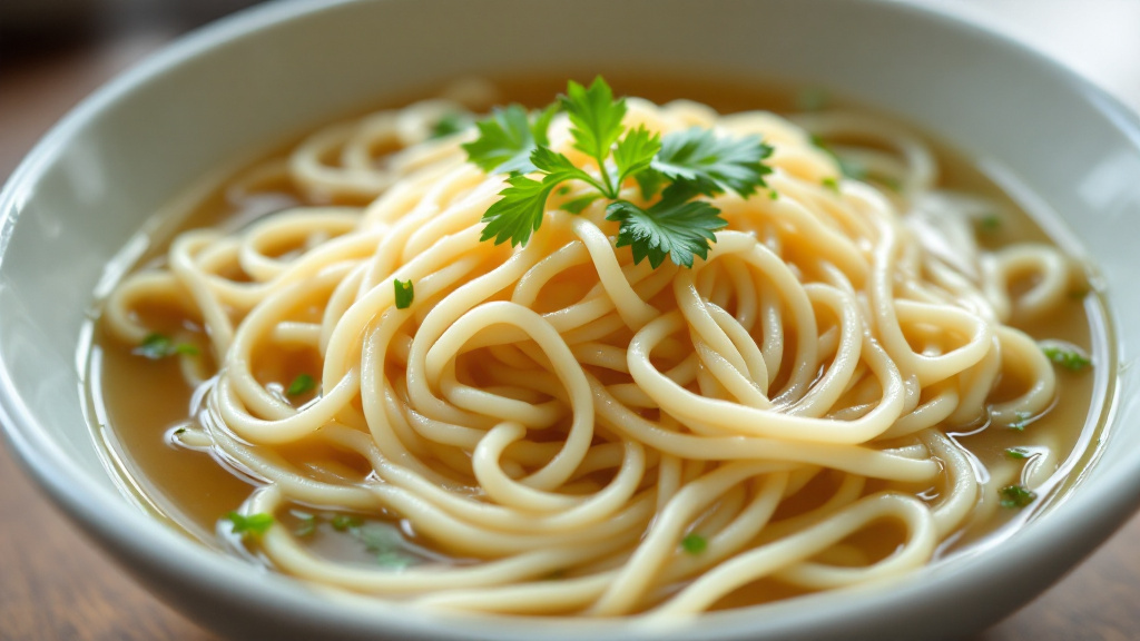 器に盛られた太いうどんと、奥の茹で釜